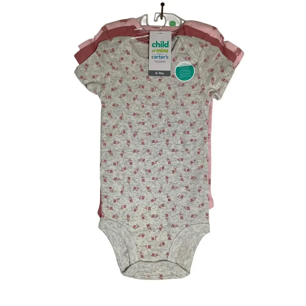 Child of Mine by Carter's Infant 6-9M 3 Pack Short Sleeve Cotton Bodysuit G1-1